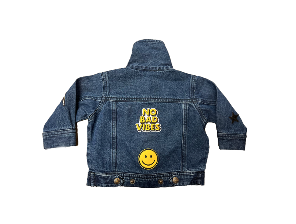 High quality NWOT RARE Bad Vibes Girls Denim Jacket