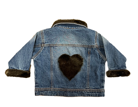 Kids Faux Mink Fur Heart Jacket
