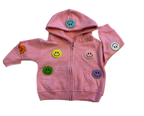 Pink Smiley face Zip Up
