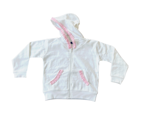 Pink Ruffled Gingham Zip Up