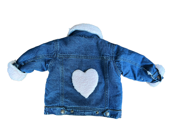 Kids Pink Shearling Denim Jacket