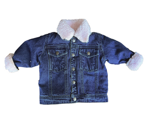 Kids Pink Shearling Denim Jacket