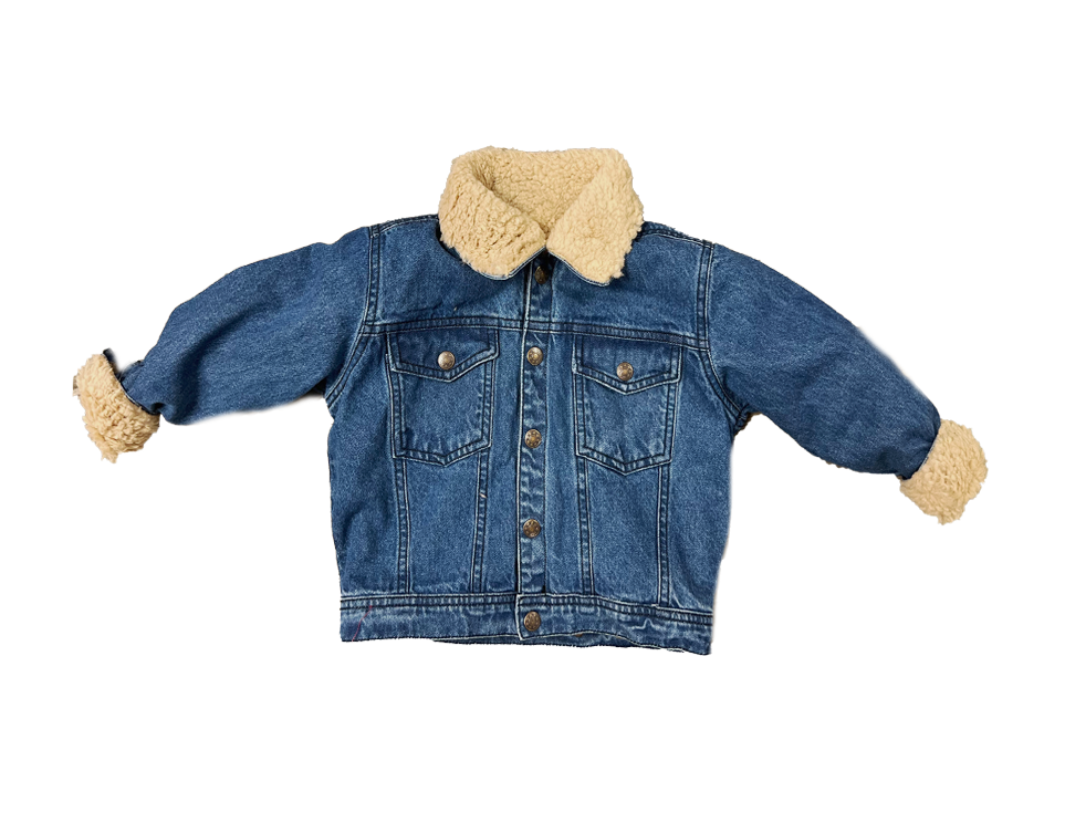 Kids Brown Shearling Denim Jacket