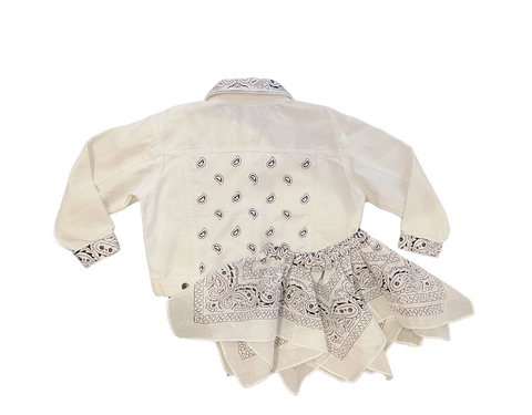 White Bandana Skirt and Jacket Set