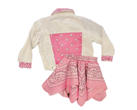 Pink Bandana Skirt and Jacket Set