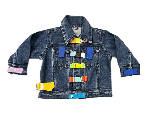 Kids colorful buckle denim jacket