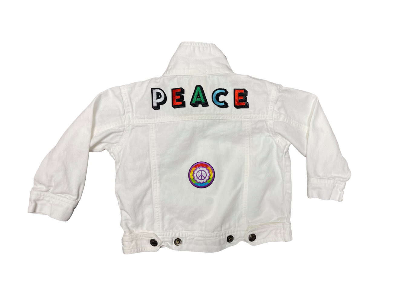 Kids White Denim Peace Jacket