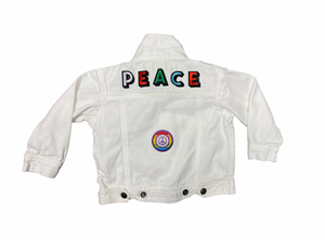 Kids White Denim Peace Jacket