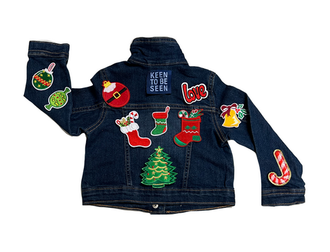 Kids Christmas Patchwork Denim Jacket