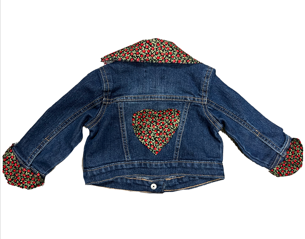 Kids Festive Holiday Heart Denim Jacket