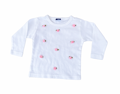 White Long Sleeve with Roses