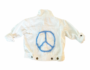 Kids White Denim Peace Sign Jacket