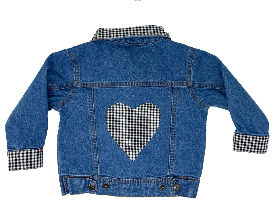 Kids Black Gingham heart Jacket