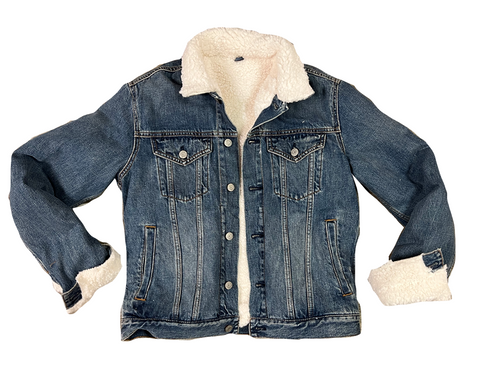 Adult Shearling heart denim jacket